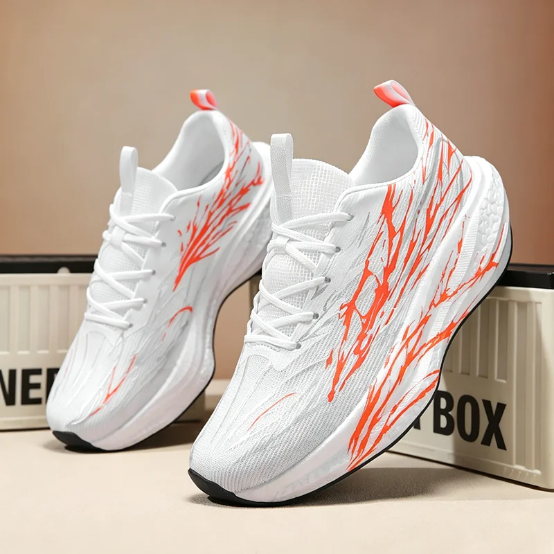 Men'S Marathon Running Shoes Women'S Carbon Board Walking Running Sneakers Carbon Board Air Cushion Breathable And Lightweight