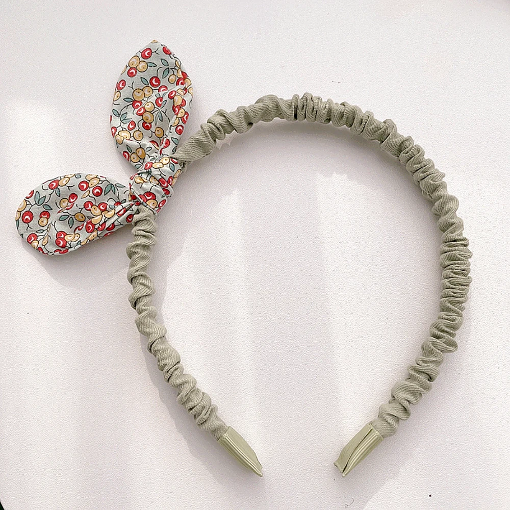 Retro Cloth Rabbit Ears  Flowers Printed Hairband Hair Hoops Bowknot Headband Hair Accessories