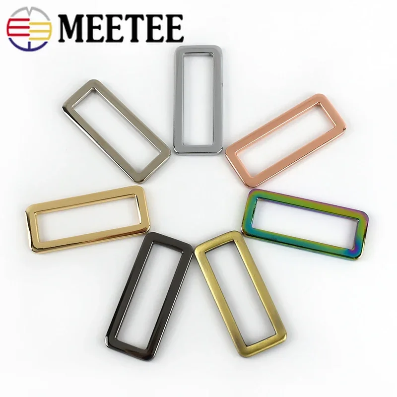 Meetee 10/30Pcs Rectangle Metal Ring Buckle Webbing Tape Clasps Backpack Belt Dog Collar Strap Clip Adjuster DIY Accessories