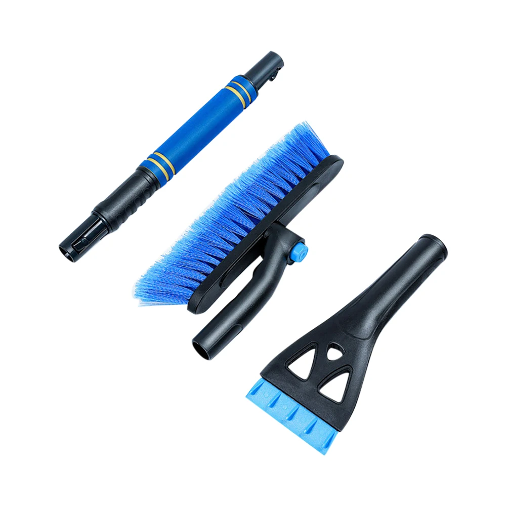 Extendable Ice Scraper Snow Brush Detachable Snow Removal Tool with Foam Handle 360° Pivoting Brush Head Snow Scraper Car Supply