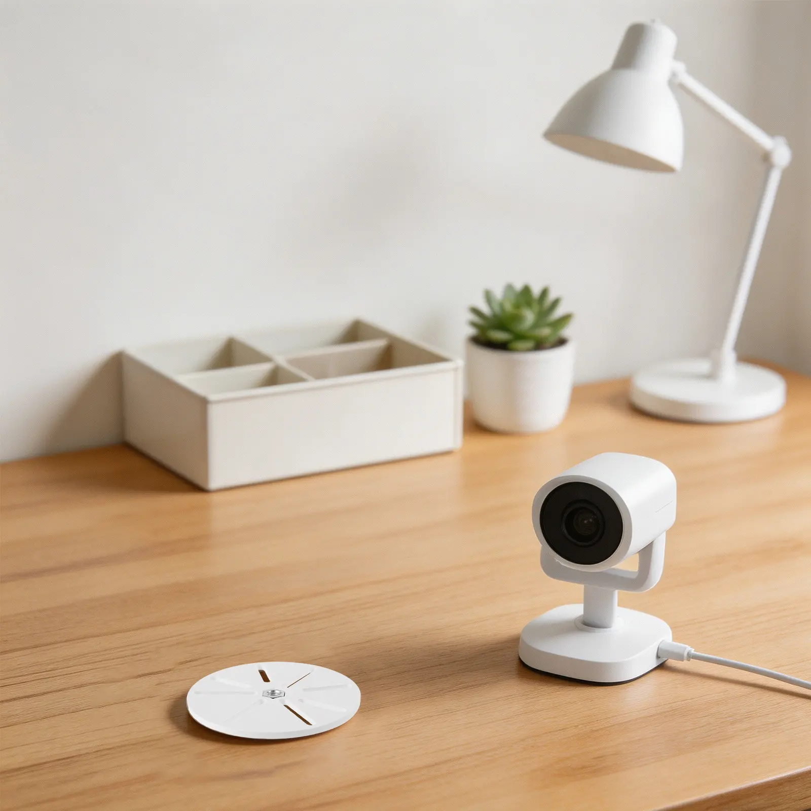 10Pcs Round Camera Base Stable Mounting Plate Adjustable Wall Desk Holder for Home Security Flat Plastic Camera Stand