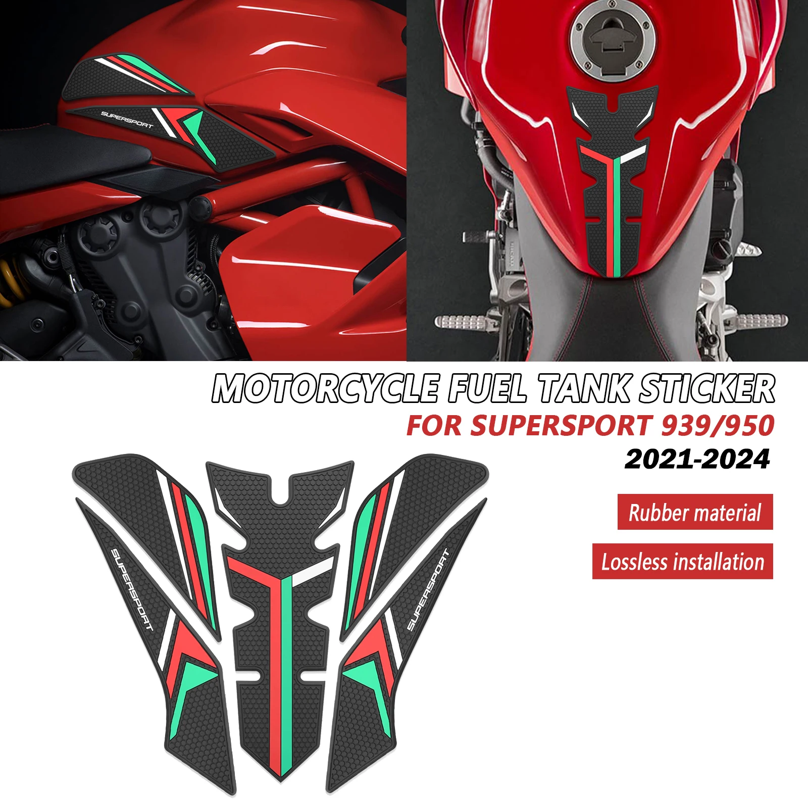 

For Supersport 950 939 2024 2023-2021 Motorcycle Fuel Tank Pad Gas Cap Sticker Decal Kit Knee Pad Protection Decals Waterproof