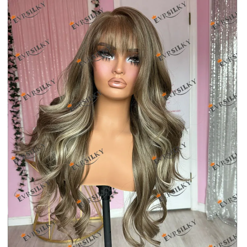 Ash Dirty Blonde Fringe Human Hair Afro Black Women 5x5 Lace Closure Wigs Baby Hair Natural Hairline Pre Plucked Lace Front Wigs