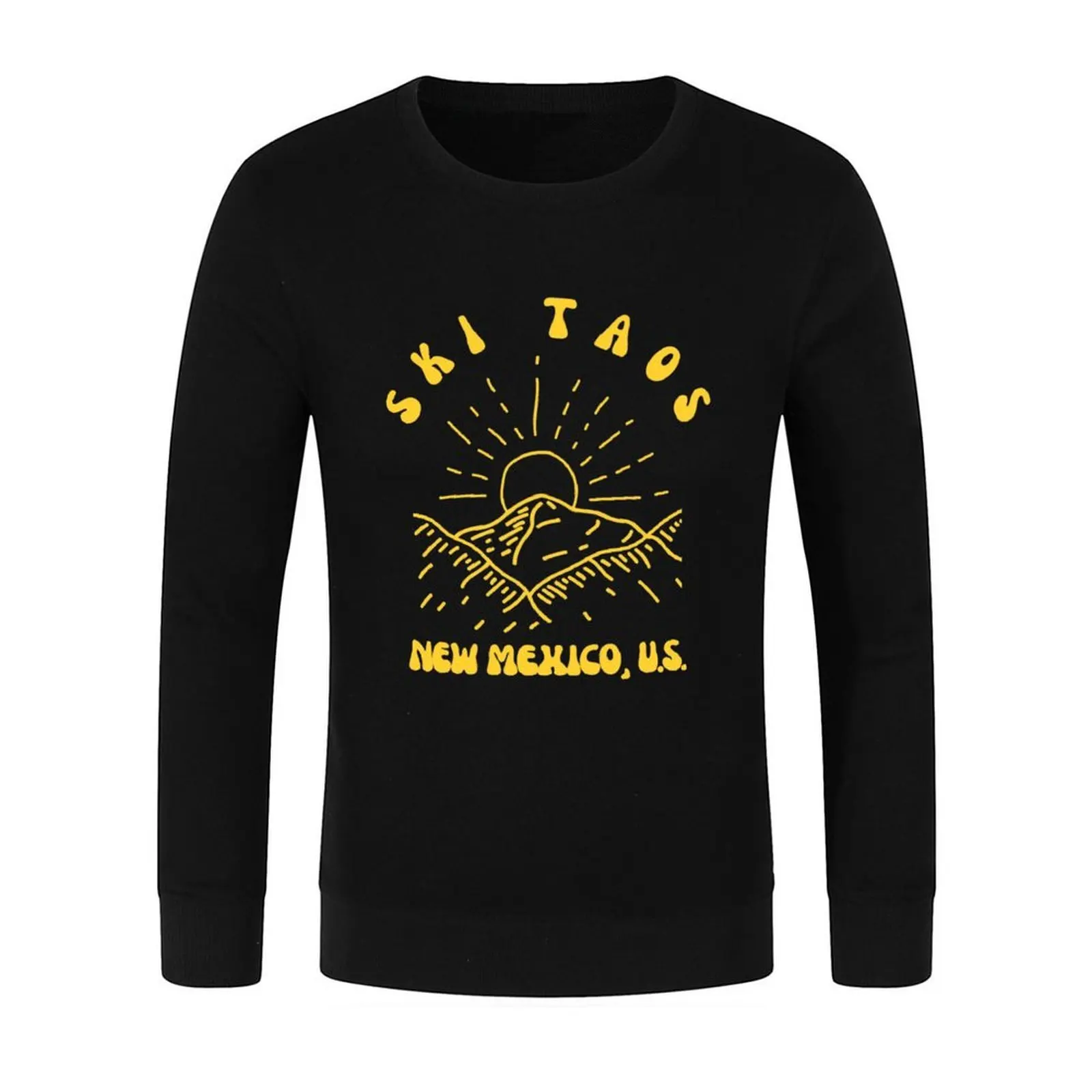 Retro Sixties Ski Taos New Mexico - Yellow - Vintage-Style Skiing Pullover autumn blouse anime sweatshirt