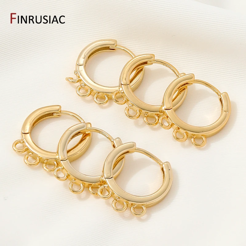 Trendy 14K Gold Plated Brass French Hoop Earring Clasps with 3 and 5 Open Rings For DIY Dangle Earrings Making Supplies image 6
