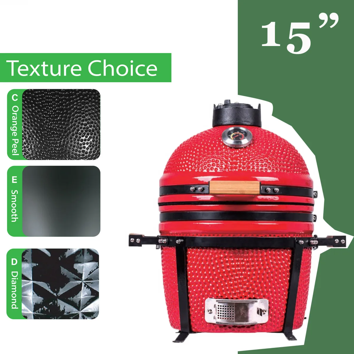 AUPLEX Kamado Big Joe 15 Inch Mini Max Ceramic  Outdoor BBQ Grill Portable Smokeless Folding Features for Home Use Charcoal