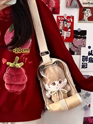 Bolsas tiracolo Kawaii femininas, bolsa japonesa para meninas do ensino médio, bolsa de ombro, bolso transparente, novo estilo, bonecas Itabag de 20cm