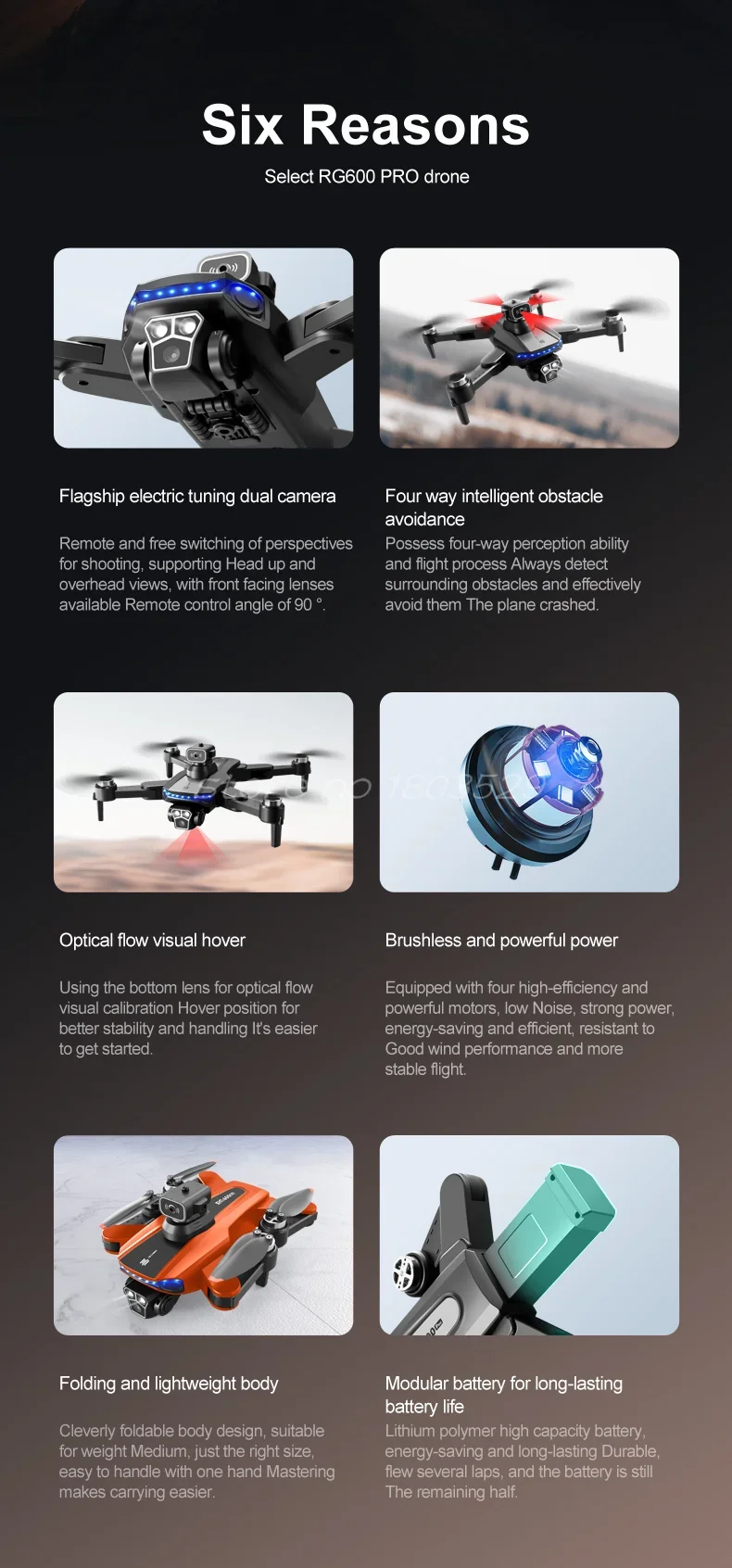 4K ESC 4-Way Obstacle Avoidance FPV RC Quadcopter Drone 2.4G Brushless Optical Flow Positioning Smart Hover Remote Control Drone