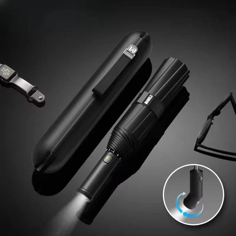 New Fully automatic umbrella, three-folding umbrella, strong, wind-resistant and shrinkable LED lighting features
