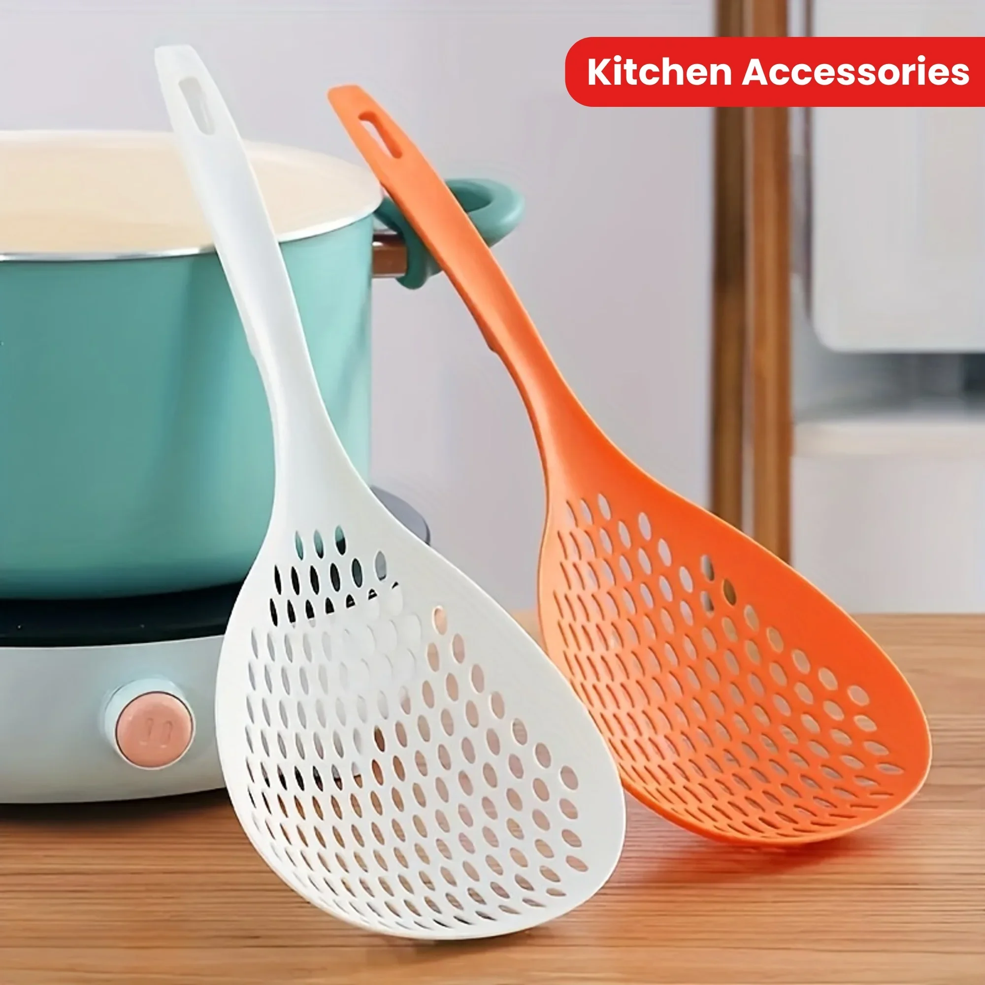 

Damaly, белая/оранжевая пластиковая ложка для макарон с прорезями - 1 шт., дуршлаг с ситечком и ручкой, сливная лопатка для еды для приготовления пищи на кухне