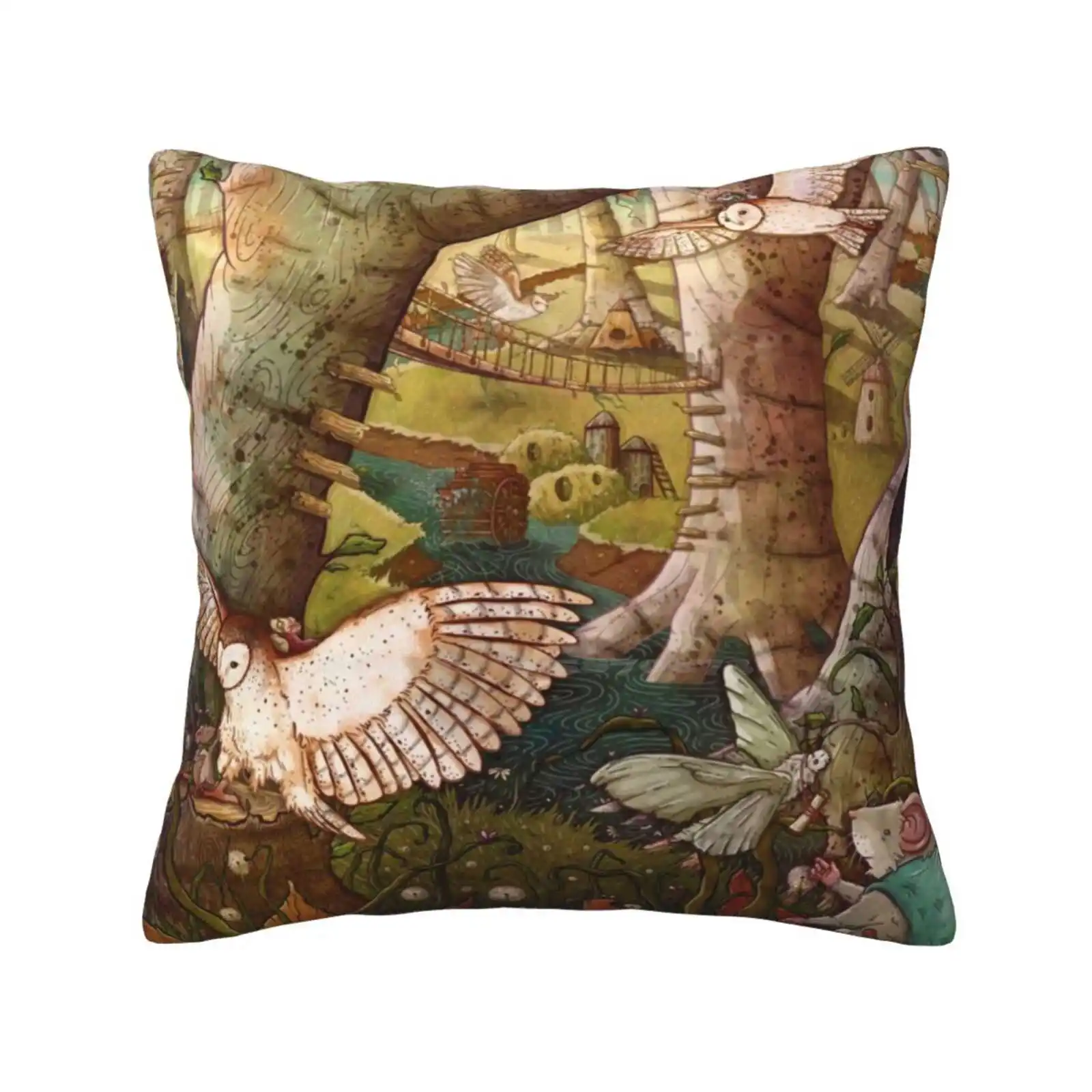 Of Mice And Owls Mouse Guard Fan Art Funny Cute Decor Square Pillowcase Mice Mouse Guard Forest Nature Leaves Fantasy Woods