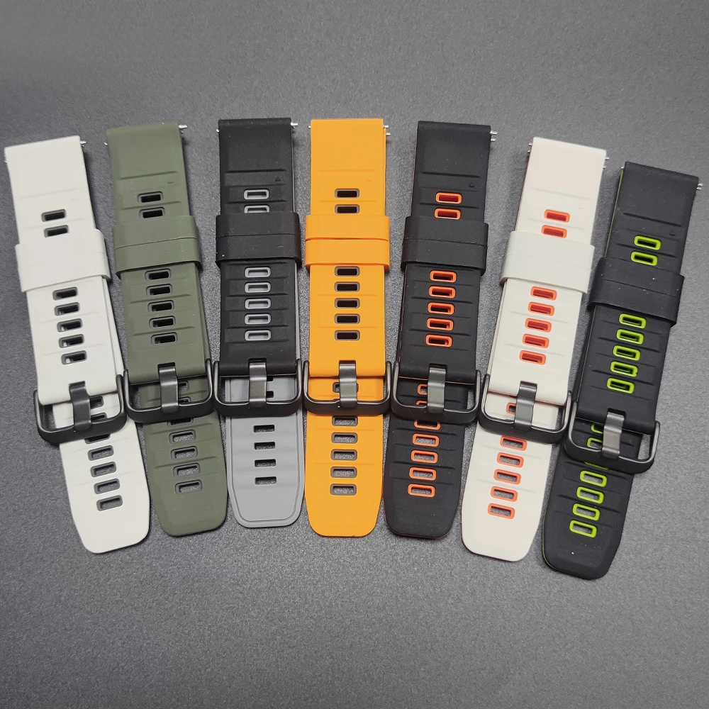 22 مللي متر حزام رياضي ثنائي النغمة لساعة Xiaomi Mi 2 Pro Band S4 S1 لون 2 سوار سيليكون Amazfit BALANCE 2/Bip 6 5 22 مللي متر Correas