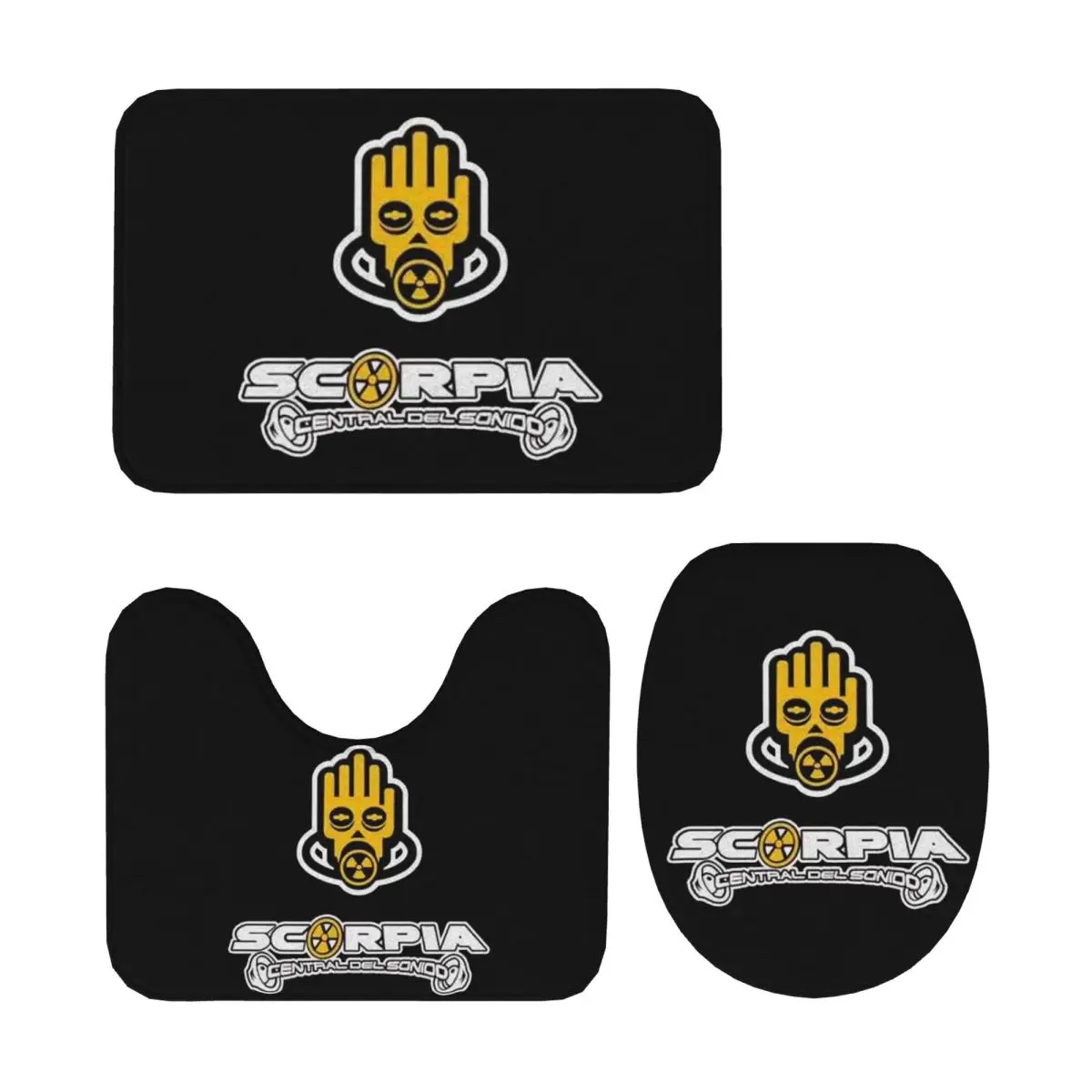 

Scorpia - Central Del Sonido, 3-х предметный коврик для ванной, набор для ванной комнаты, крышка для унитаза, домашний декор, нескользящий ковер, напольный коврик