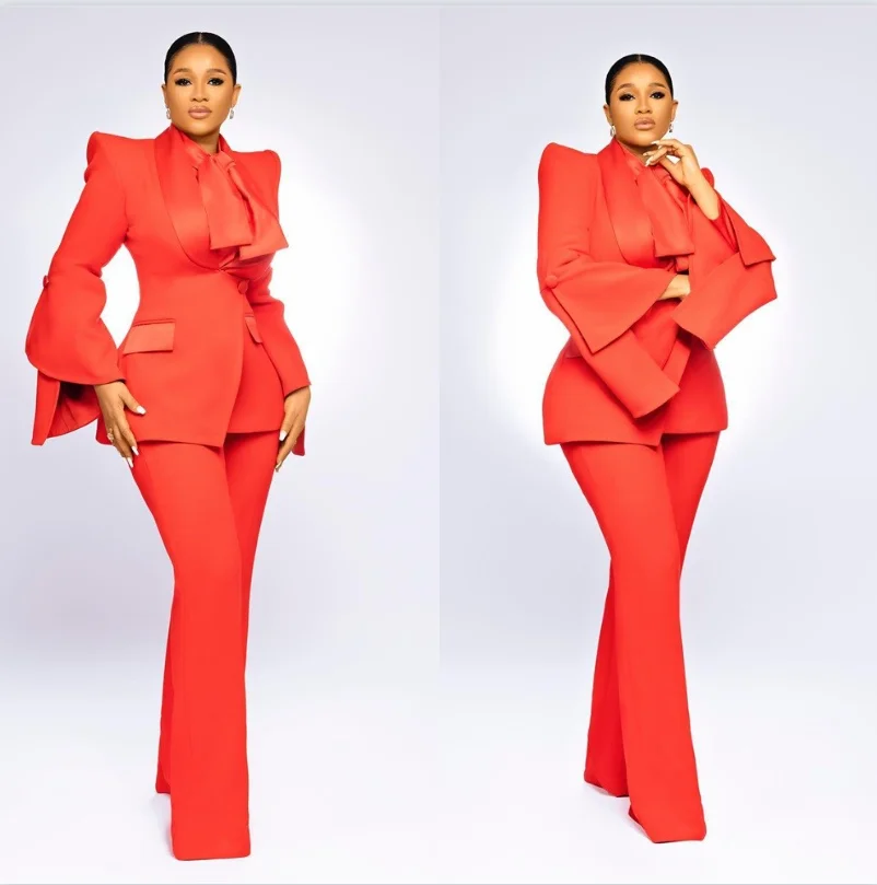 Plus Size Women Suits Office Set Mother of the Bride Dresses Blazer+Flare Trousers Prom Party Jacket 2 Pieces Custom Made