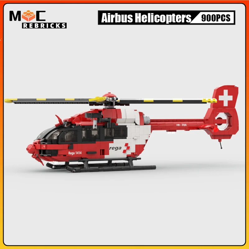 New High-Tech City Plane Airbus Helicopters Eurocopter H145 MOC Building Block Technology Aircraft Model Brick Toys for Kid Gift