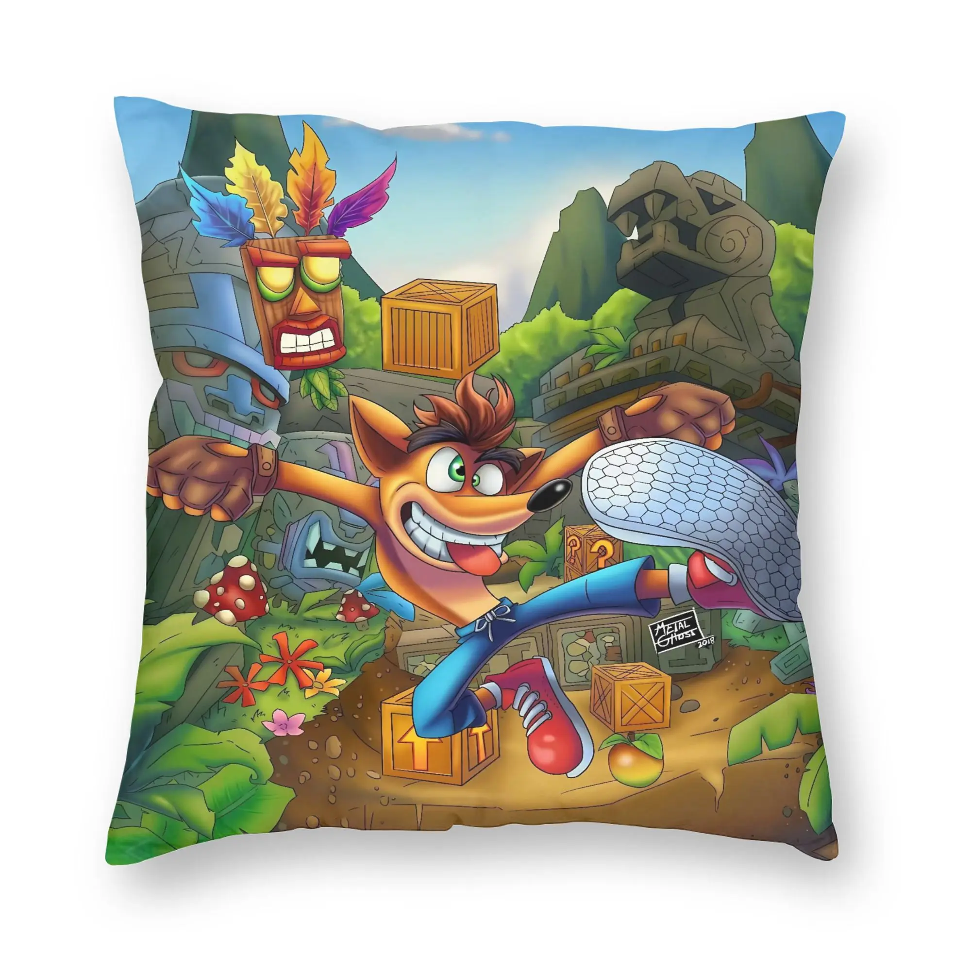 Crash Bandicoot Box Jump Pillow Case  Cute Funny Pillow Cover Design Pillowcases For Living Room Chair
