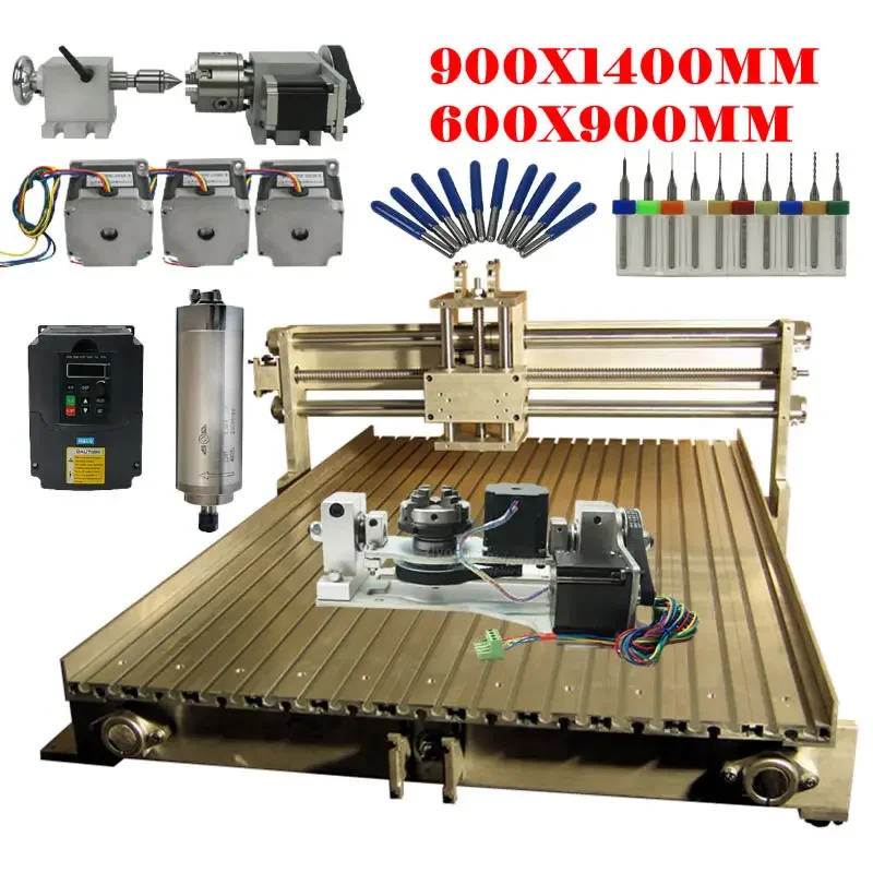 

DIY Big Wood Router 9014 Frame 2.2KW Water Spindle 2.2KW VFD for 6090 Engraving Milling Framework Machine with Stepper Motor