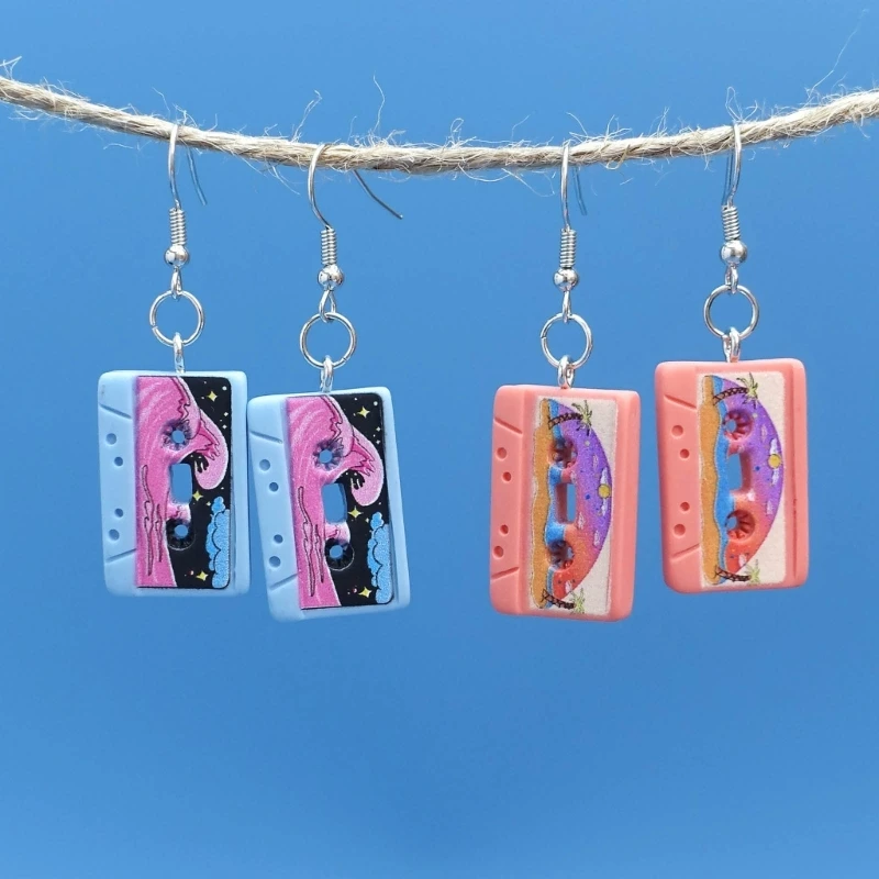 5 Pairs Retro Cassette Earrings Set Punk Tape Dangle Earrings For Women Girl Mixtape Earwear For 80s Theme Party Dropshipping