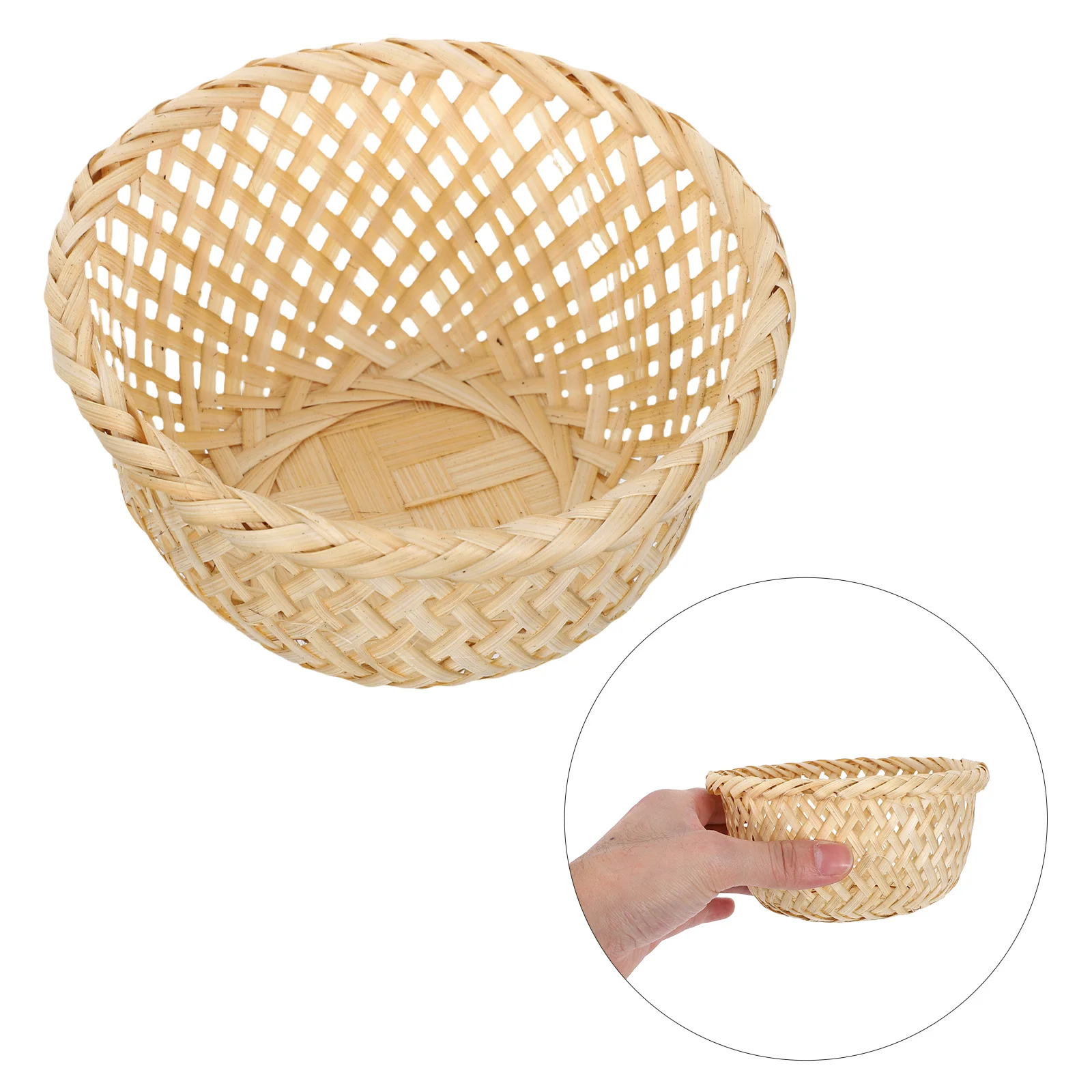 

2Pcs Handwoven Bamboo Storage Basket Small Round Organizer for Kitchen Pantry Fruits Snacks Vegetables Decorative Bowl