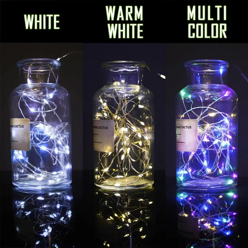 200Merter Fairy Light Christmas Tree Garland Silver Wire String Outdoor 9Lamp For Christmas Party Home Decoration