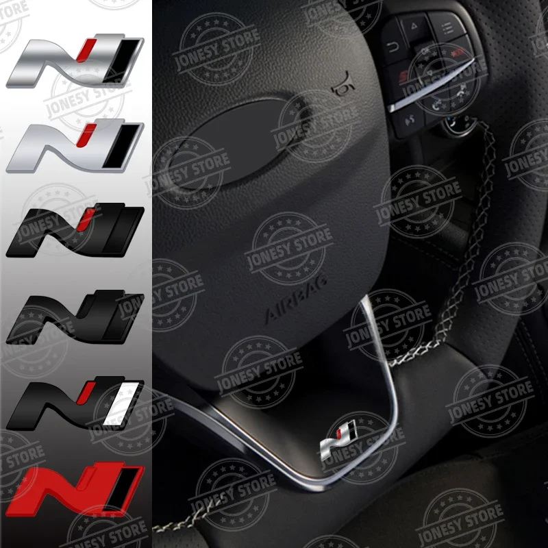 Auto Metal N performance Car Emblem Decor 3D Steering Wheel Sticker For Hyundai Tucson I10 I20 I30 Santa Fe Sonata Azera Accent