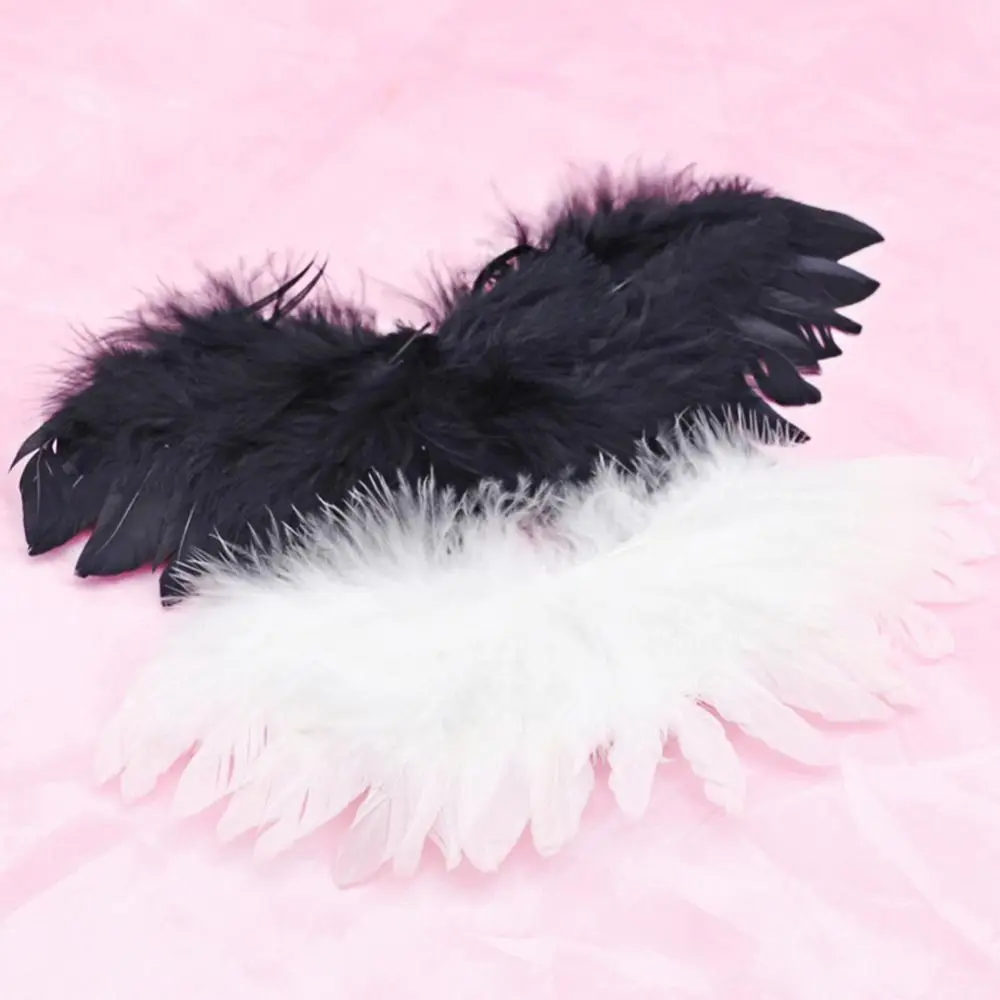 Mini Angel Feather Wings For Doll Photo Props Black Wing Hanging Ornament Angel White Wing DIY Costume Holiday Party Decoration