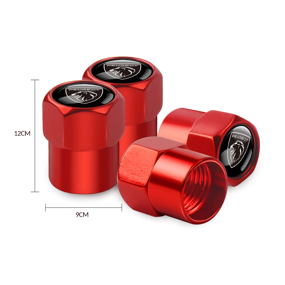 Car Styling 3D metal 4PCS Wheel Tire Valve Stem Caps Cover for Peugeot 107 108 2008 3008 5008 206 207 208 306 307 308 508 106