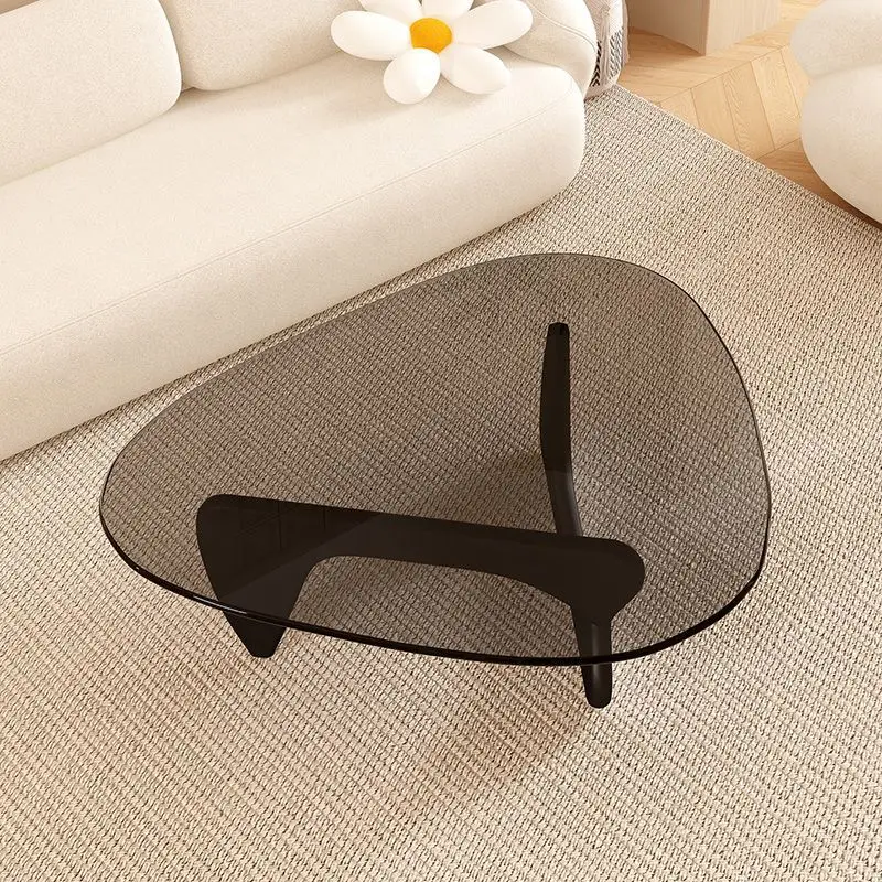 Solid Wood Glass Coffee Table, Living Room, Household Small Unit, Simple And Modern Creative Irregular Triangular Tea Table