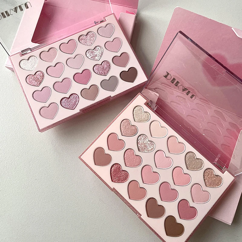 Eyeshadow Pink Blusher Naturally Brightens Korean Makeup Sweet Pink 20 Color Heart Shaped Eyeshadow Plate Pearl Glitter Purple