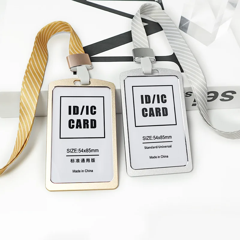 1 PC Aluminum Alloy Work ID Badge Clip Double Sided Transparent Metal Card Bag Cardholder For ID Card Student Card No Lanyard