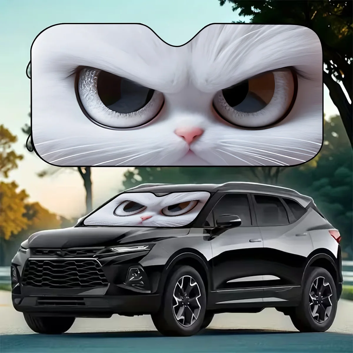 1pc Cute Cat-Shaped Car Sunshade, Foldable for Easy Storage, Effectively Blocks Sunlight to Keep the Car Cool, with Convenient