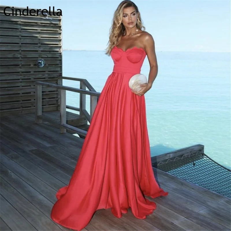 

Fashion Prom Dresses Sweetheart A-Line High Quality Satin Prom Dresses With Lace Up Back vestidos de fiesta de noche Newest