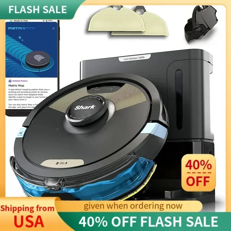 TGBFShark AI Ultra 2-in-1 Robot Vacuum & Mop with Sonic Mopping,Matrix Clean,Home Mapping,HEPA Bagless Self Empty Base and 2,Ali