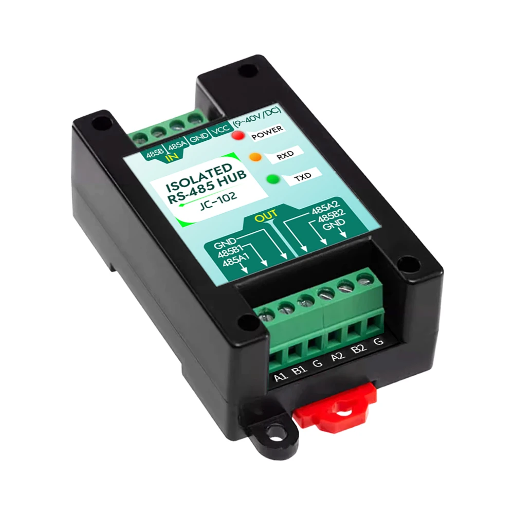 JUNCTEK RS485 Repeater Hub 1-to-2 Optically Isolated Signal Amplifier Extender with Surge Protection