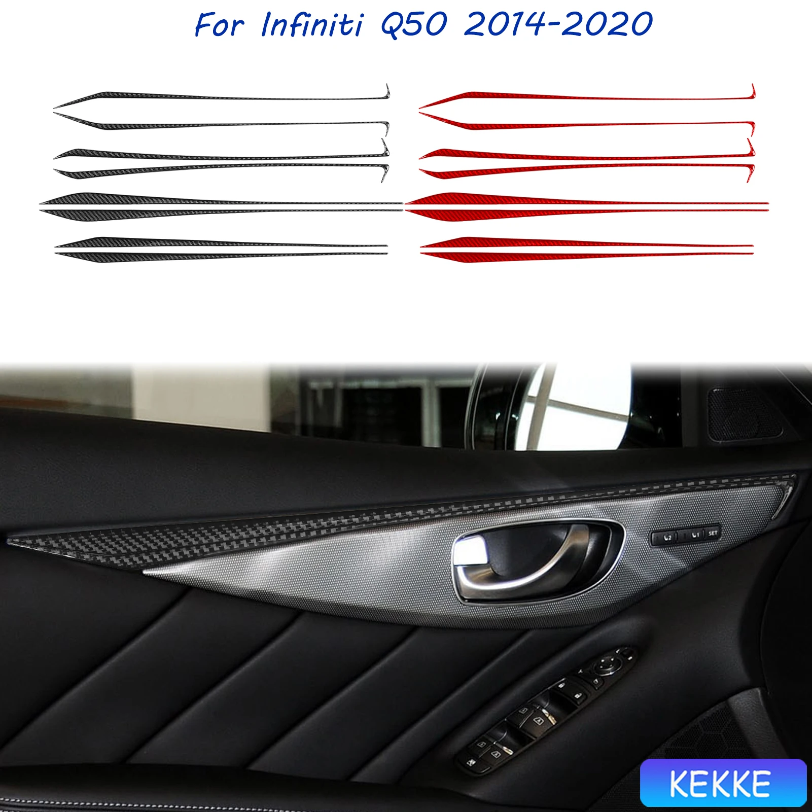 

For Infiniti Q50 2014-2020 Auto Door handle strip Trim Soft Carbon Fiber Decorative Car Accessories Stickers