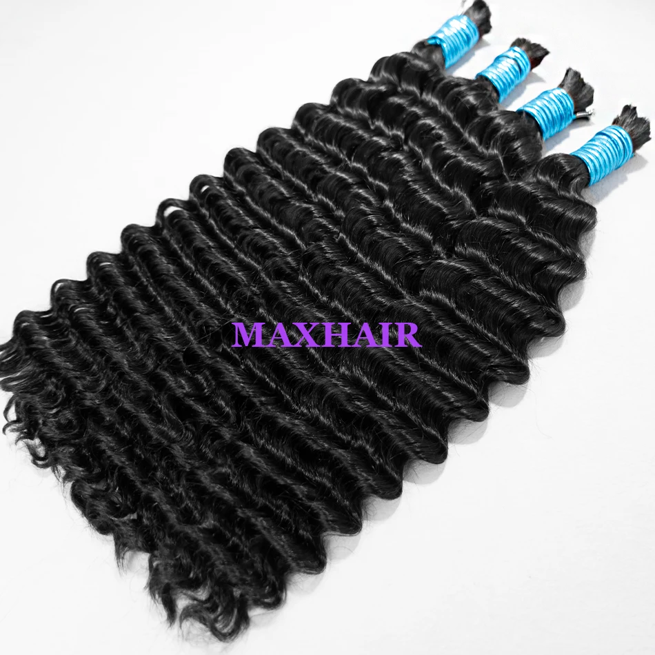 Human Hair Bulk Extension No Weft  Virgin Human Hair Bulk 100% Unprocessed  Deep Curly Straight Wave Hair Weaving For Braiding