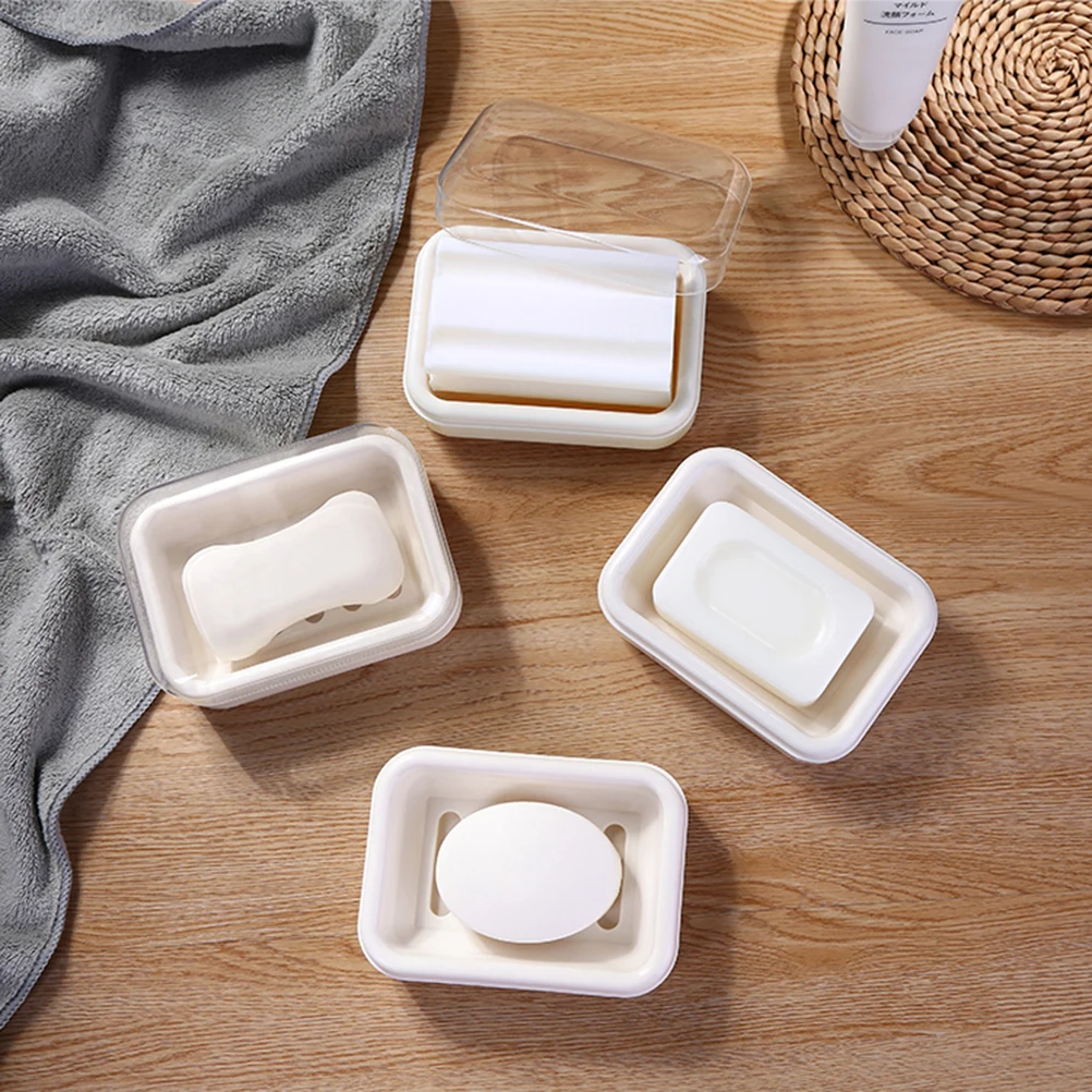 

2pcs Practical Soap Box Soap Storage Case Soap Container Bathroom Soap Holder for Home Hotel with Lid (Beige)