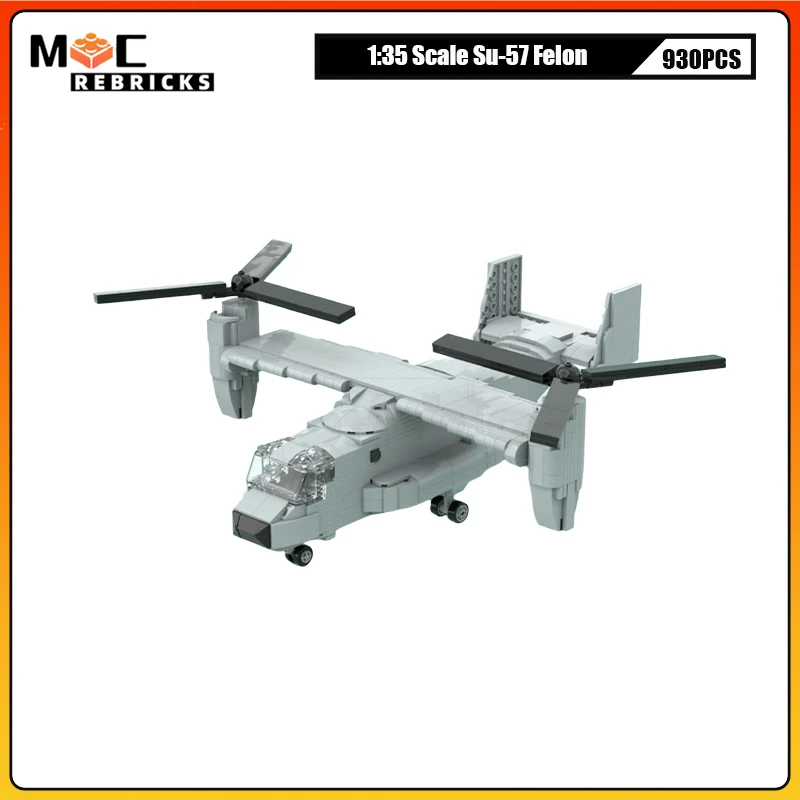 MOC Tiltrotor Transport Aircraft Building Blocks Set Vertical Take-Off Military Flight Model Assembly Adult Collection Gift