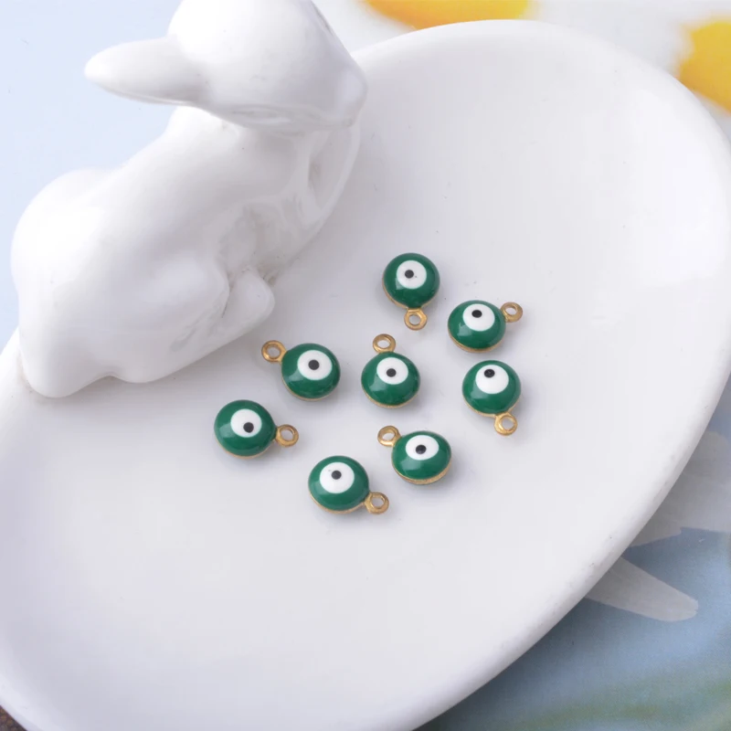30 Stück doppelseitige Böses-Auge-Anhänger aus Kupfer mit Emaille, Glücksbringer-Mini-Anhänger für Armbänder, Halsketten, Ohrringe und Accessoires – Detail 13
