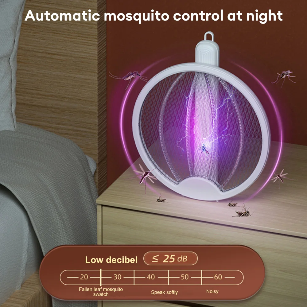 4 In 1 Electric Mosquito Racket Foldable USB Rechargeable Mosquito Lamp Light Wave Mosquito Lure Electric Insect Killer