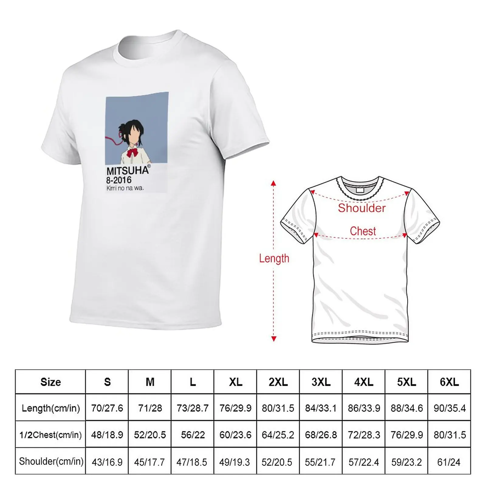 Mitsuha Miyamizu - Your name | Kimi no na wa. T-Shirt hippie clothes anime clothes summer tops korean fashion sweat shirts, men