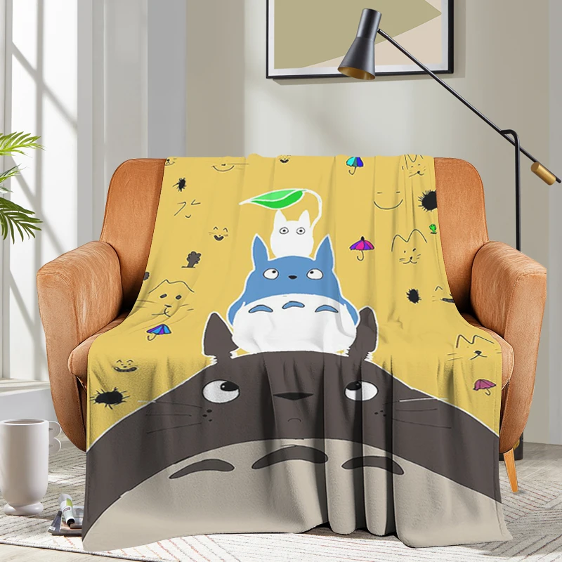 Anime Sofa Blankets for Winter Warm G-Totoros Lovely Microfiber Bedding King Size Bed Fleece Custom Camping Fluffy Soft Blankets