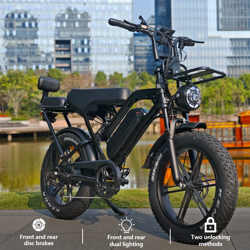 X80Pro Adult Electric Bicycle, Ideal for Daily Urban Commuting | 48V/15Ah Battery, 1000W Motor, 50-60km Range | 20-inch Wide Tires, 7-Speed ​​Drivetrain, Full Suspension, Hydraulic Disc Brakes | All-Terrain Off-Road Electric Bicycle image 7