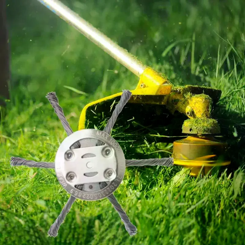 Weed Brush Head Steel Wire Wheel Grass Trimmer Head Removal Moss Rust Lawn Mower Grass Brush Disc Weed Brush Trimmer Heads