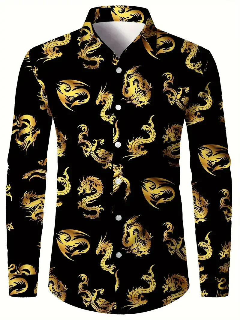 قمصان رجالية متدرجة سلسلة HD نمط الموضة الفاخرة لينة مريحة بلايز ربيع الخريف في الهواء الطلق زر أسفل القمصان حجم كبير