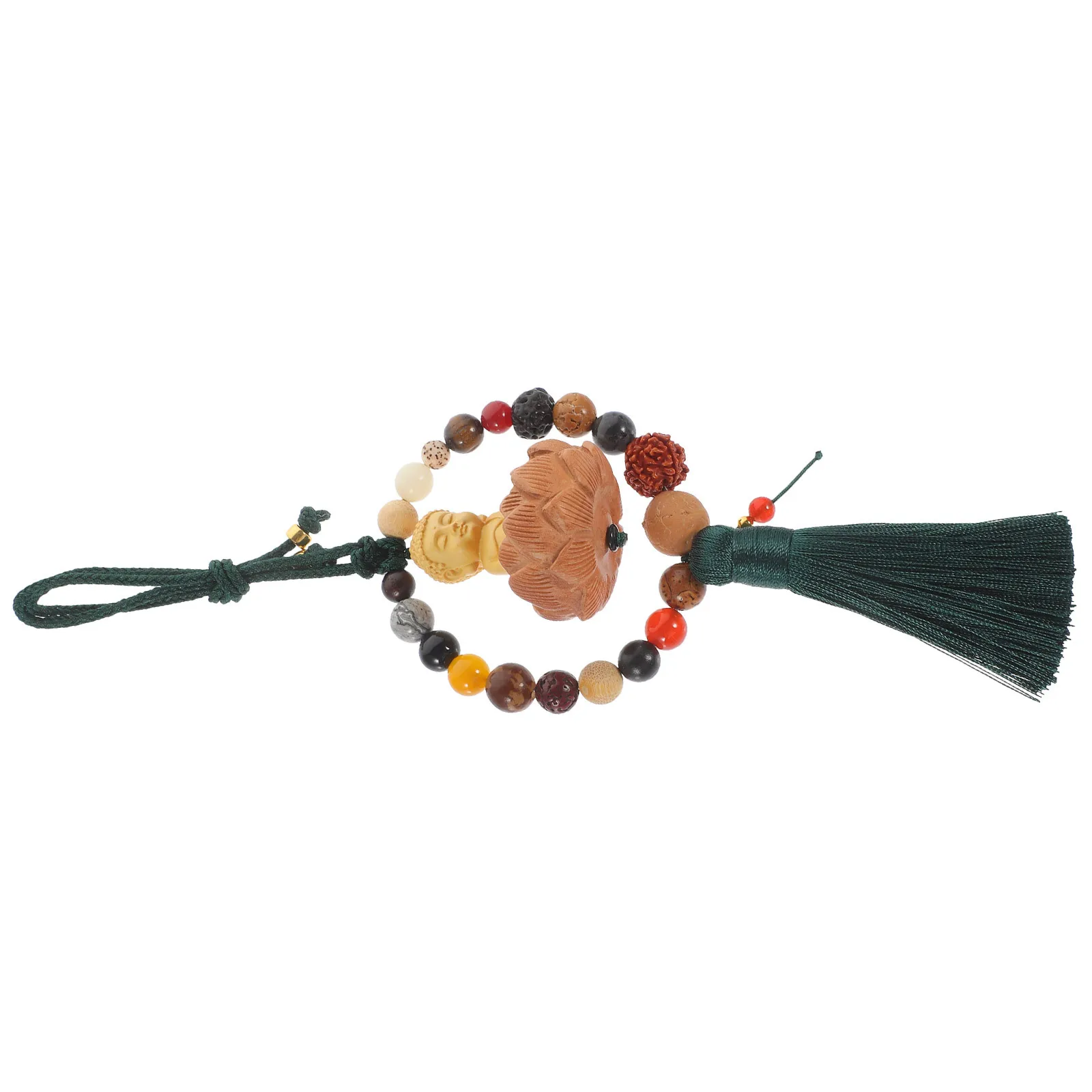 

Buddha Hanging Tassel Pendant Chinese Style Wooden Craft For Car Home Wall Bag Decoration Vintage Hanging Pendant Keychain