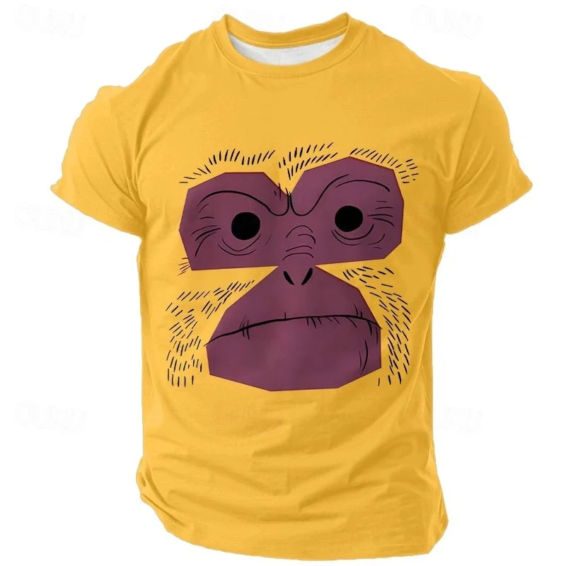 Funny Cartoon Monkey Face Print T-shirt Unisex Party Personality Streetwear Solid Short Sleeve T Shirts Summer Outdoor Loose Top