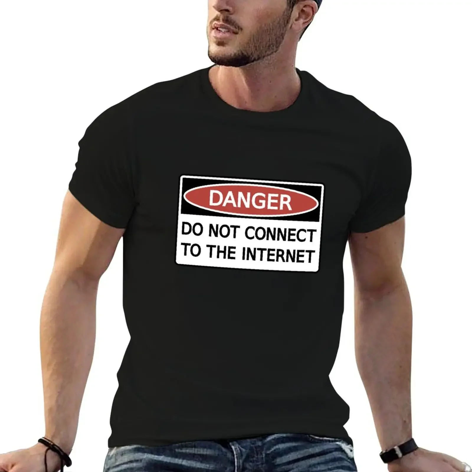 

DANGER: Do not connect to the Internet T-Shirt plain street wear compression shirt men