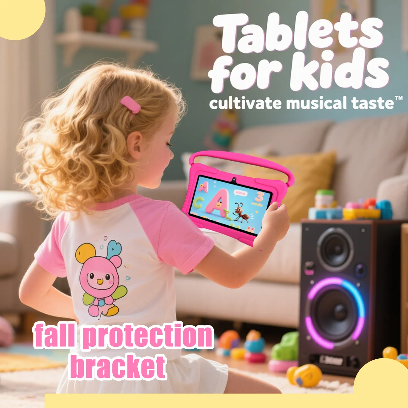 Tablet per bambini da 7 pollici, Tablet per bambini con controllo dei genitori, doppia fotocamera, regali per bambini per Natale e compleanno.Rosa/Blu