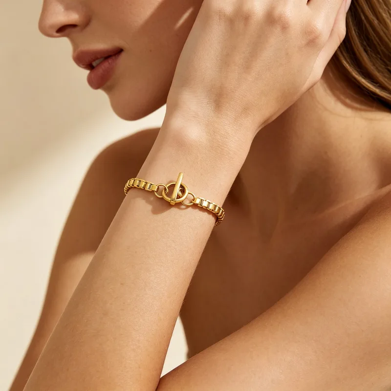 Box Bracelet Stainless Steel Box Chain Necklace for Women Chain Bracelet Jewelry Gifts